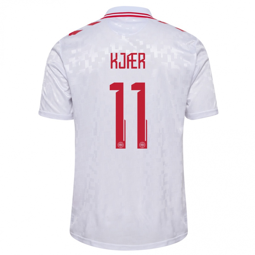 Niño Fútbol Camiseta Dinamarca Jeppe Kjær #11 Blanco 2ª Equipación 24-26