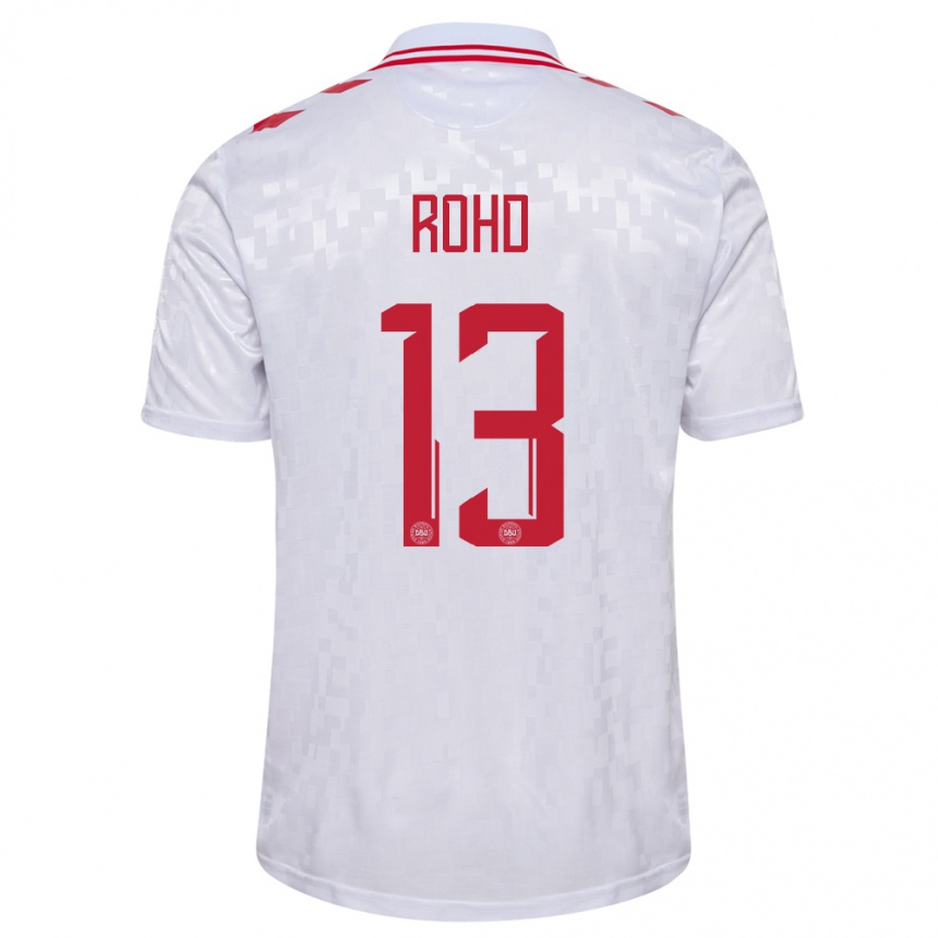 Niño Fútbol Camiseta Dinamarca Emil Rohd #13 Blanco 2ª Equipación 24-26