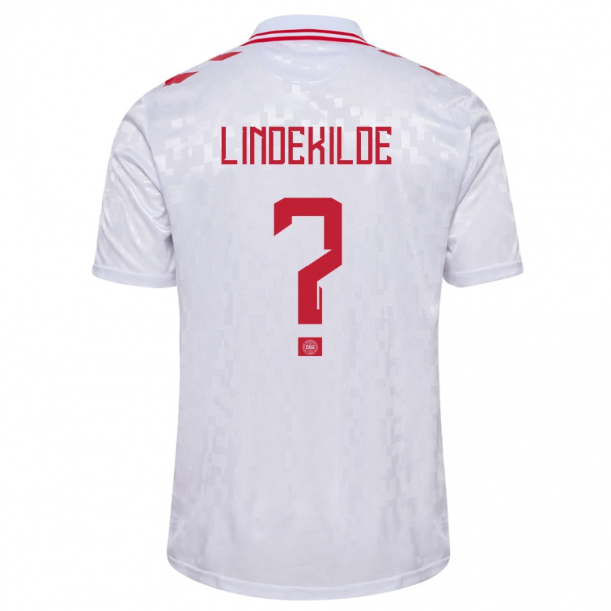 Niño Fútbol Camiseta Dinamarca Jonatan Lindekilde #0 Blanco 2ª Equipación 24-26