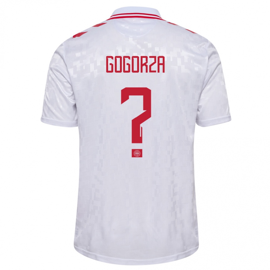 Niño Fútbol Camiseta Dinamarca Mikel Gogorza #0 Blanco 2ª Equipación 24-26