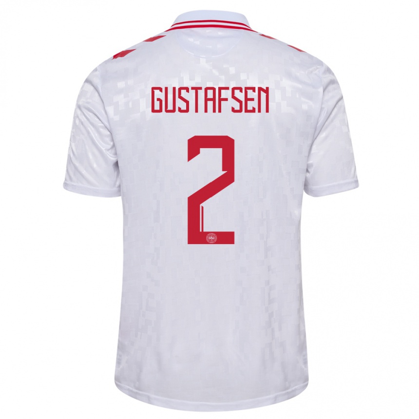 Niño Fútbol Camiseta Dinamarca Victor Gustafsen #2 Blanco 2ª Equipación 24-26