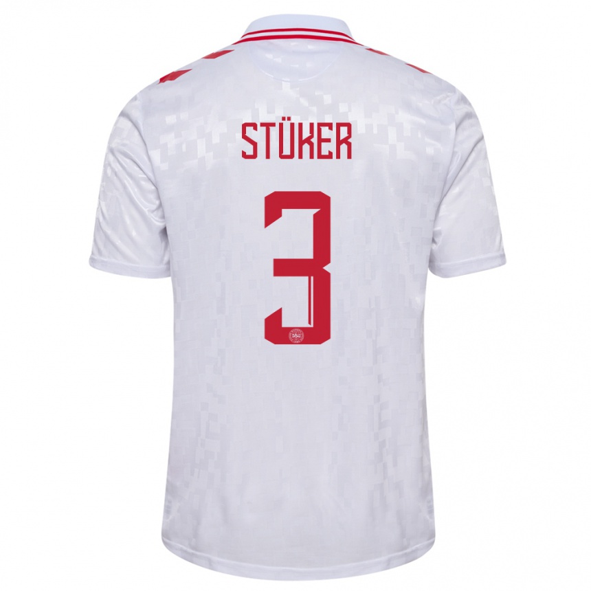 Niño Fútbol Camiseta Dinamarca Simon Stüker #3 Blanco 2ª Equipación 24-26