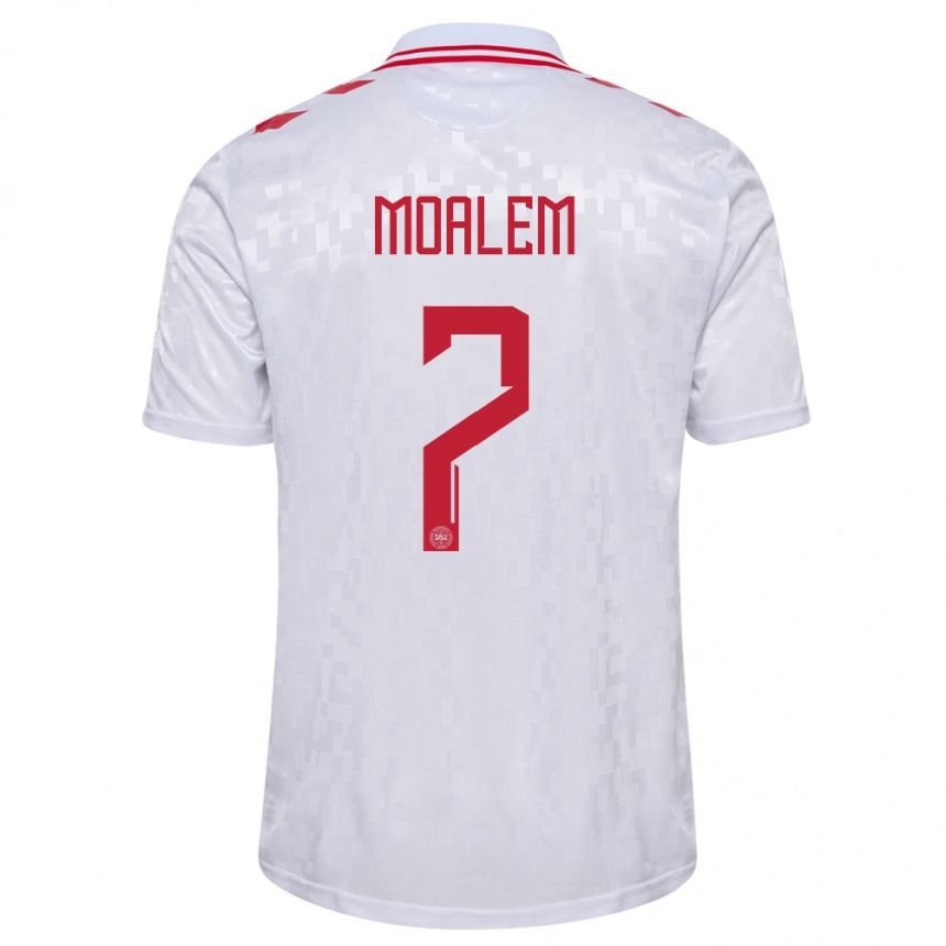 Niño Fútbol Camiseta Dinamarca Jonathan Moalem #7 Blanco 2ª Equipación 24-26