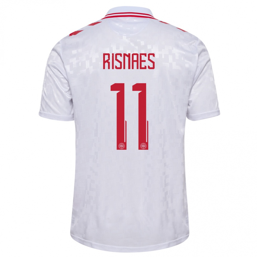 Niño Fútbol Camiseta Dinamarca Roberto Risnaes #11 Blanco 2ª Equipación 24-26