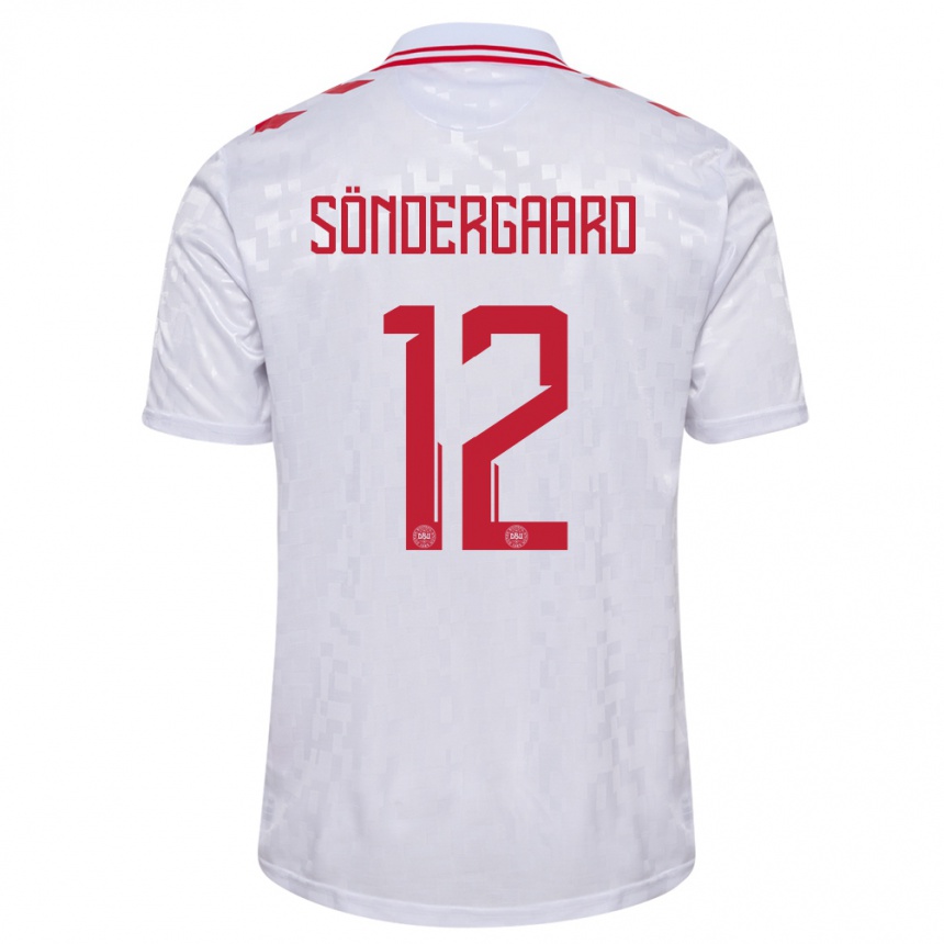 Niño Fútbol Camiseta Dinamarca Philip Söndergaard #12 Blanco 2ª Equipación 24-26