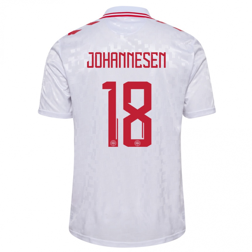 Niño Fútbol Camiseta Dinamarca Sofus Johannesen #18 Blanco 2ª Equipación 24-26