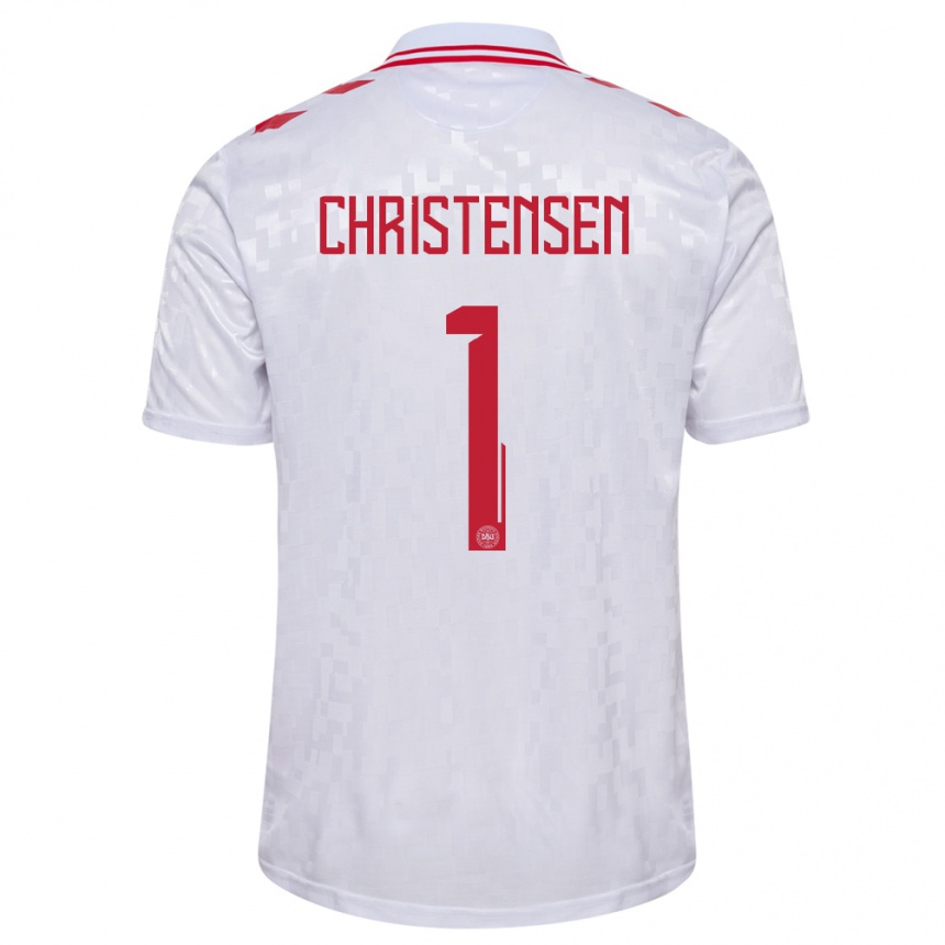 Niño Fútbol Camiseta Dinamarca Lene Christensen #1 Blanco 2ª Equipación 24-26