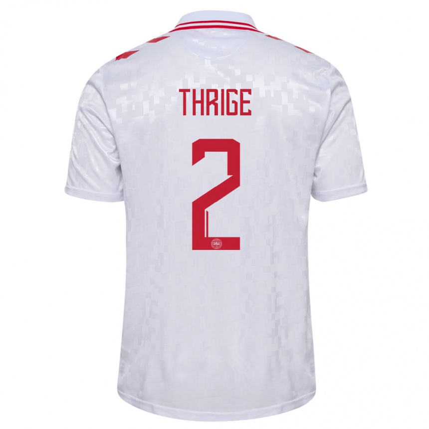 Niño Fútbol Camiseta Dinamarca Sara Thrige #2 Blanco 2ª Equipación 24-26