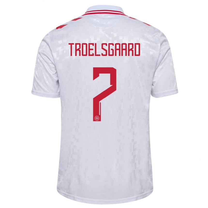 Niño Fútbol Camiseta Dinamarca Sanne Troelsgaard #7 Blanco 2ª Equipación 24-26