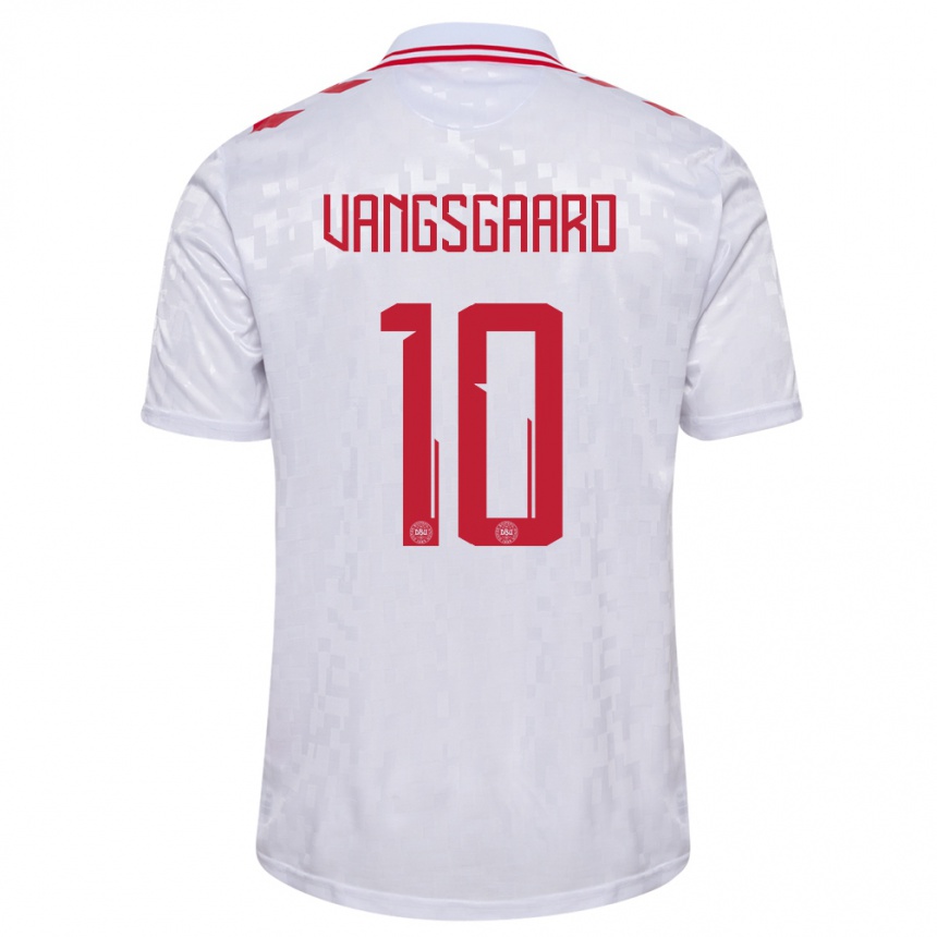 Niño Fútbol Camiseta Dinamarca Amalie Vangsgaard #10 Blanco 2ª Equipación 24-26