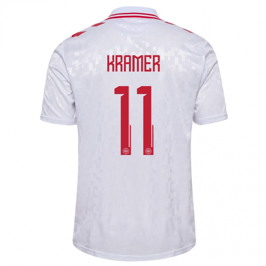 Niño Fútbol Camiseta Dinamarca Cornelia Kramer #11 Blanco 2ª Equipación 24-26