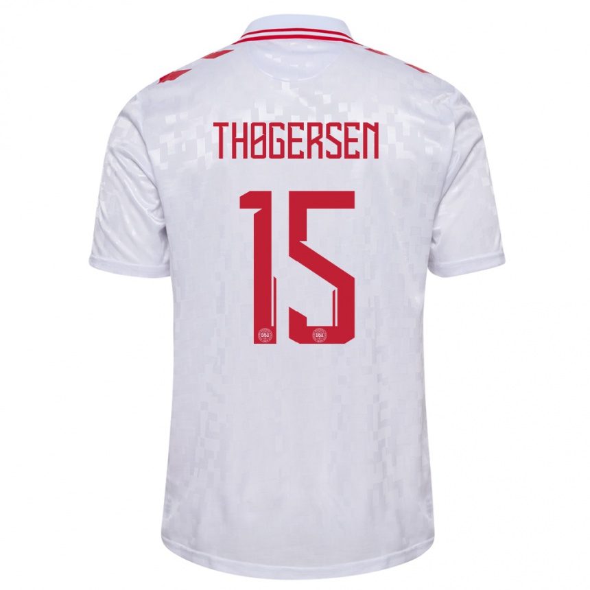 Niño Fútbol Camiseta Dinamarca Frederikke Thøgersen #15 Blanco 2ª Equipación 24-26