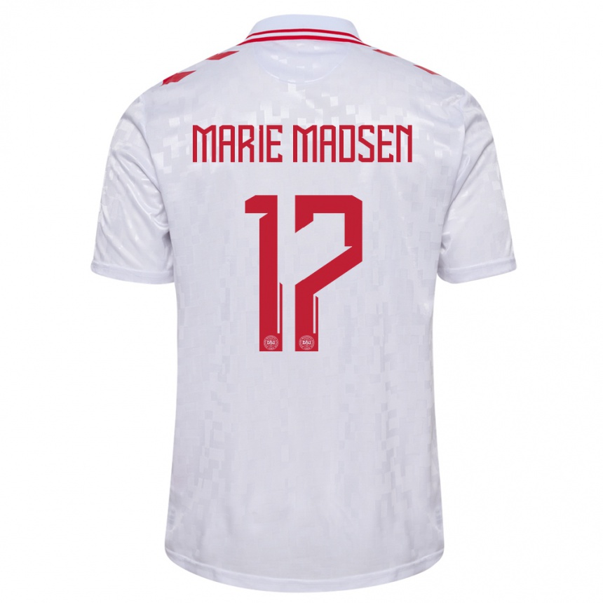 Niño Fútbol Camiseta Dinamarca Rikke Marie Madsen #17 Blanco 2ª Equipación 24-26