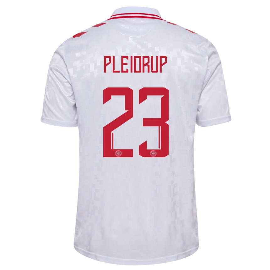 Niño Fútbol Camiseta Dinamarca Caroline Pleidrup #23 Blanco 2ª Equipación 24-26