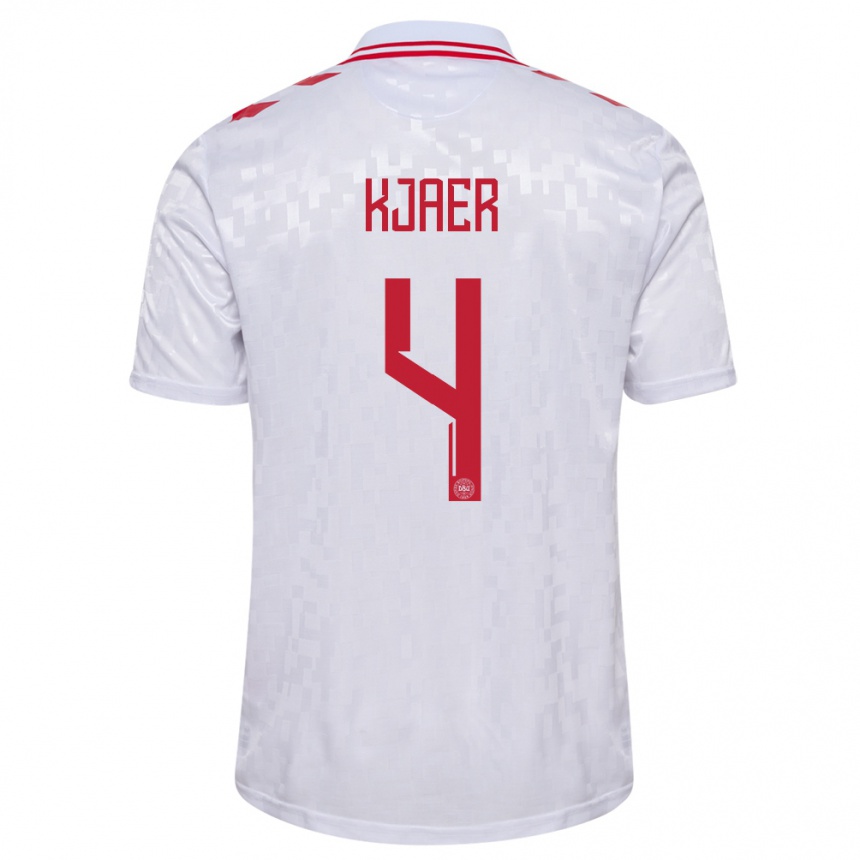 Niño Fútbol Camiseta Dinamarca Simon Kjaer #4 Blanco 2ª Equipación 24-26