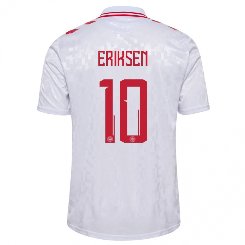 Niño Fútbol Camiseta Dinamarca Christian Eriksen #10 Blanco 2ª Equipación 24-26