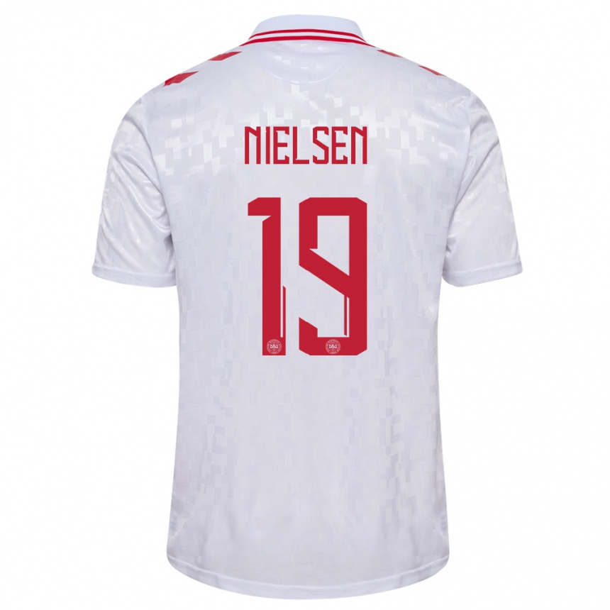 Niño Fútbol Camiseta Dinamarca Casper Nielsen #19 Blanco 2ª Equipación 24-26