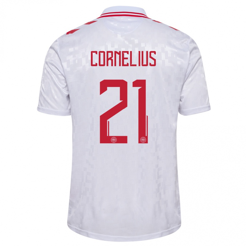 Niño Fútbol Camiseta Dinamarca Andreas Cornelius #21 Blanco 2ª Equipación 24-26