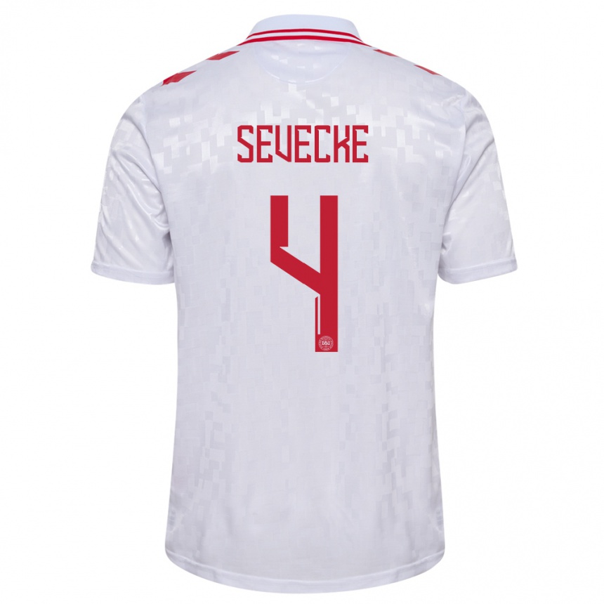 Niño Fútbol Camiseta Dinamarca Rikke Sevecke #4 Blanco 2ª Equipación 24-26