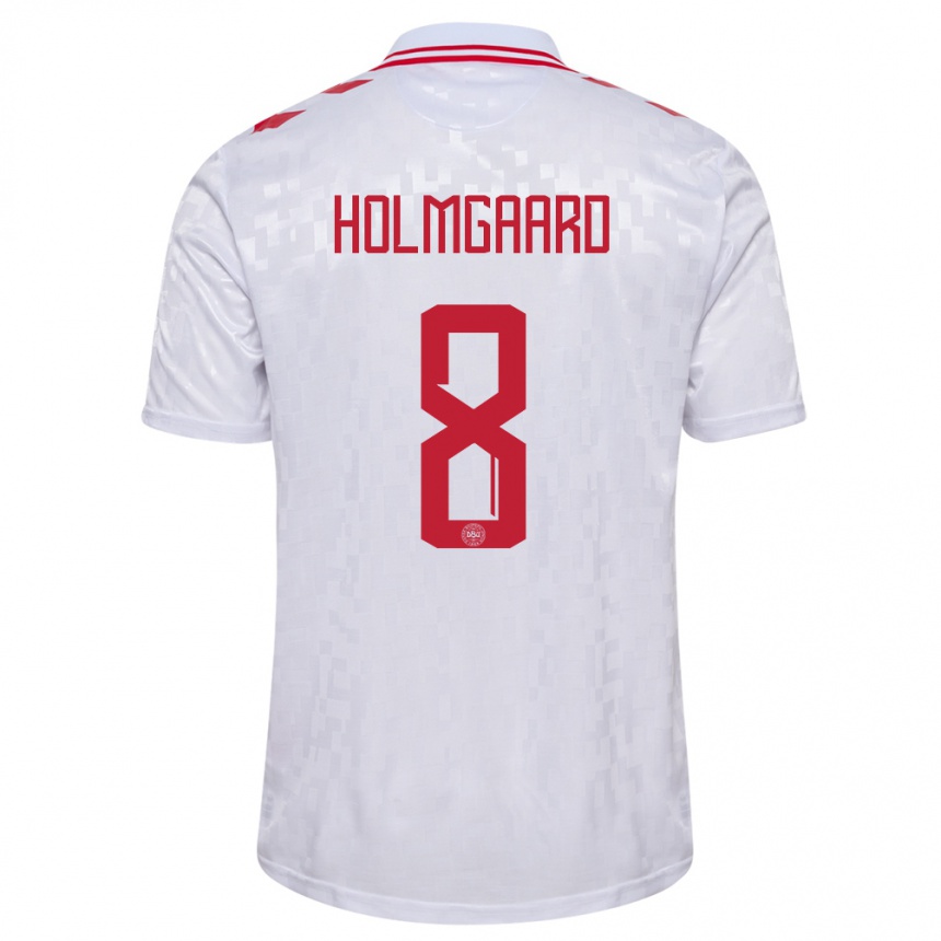 Niño Fútbol Camiseta Dinamarca Sara Holmgaard #8 Blanco 2ª Equipación 24-26