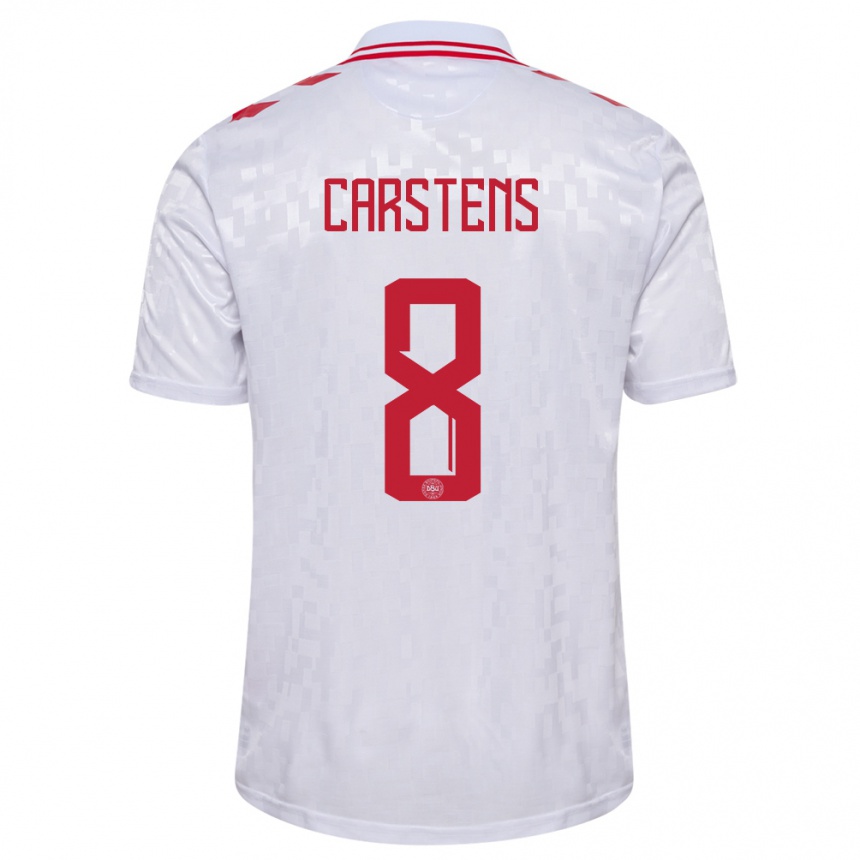 Niño Fútbol Camiseta Dinamarca Signe Carstens #8 Blanco 2ª Equipación 24-26