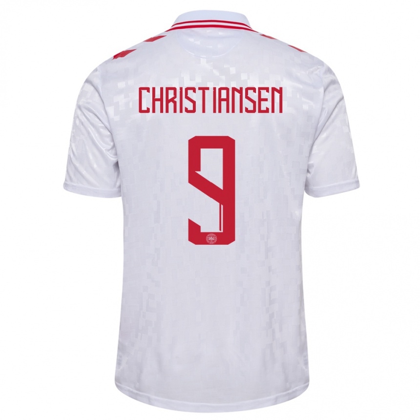 Niño Fútbol Camiseta Dinamarca Nanna Christiansen #9 Blanco 2ª Equipación 24-26