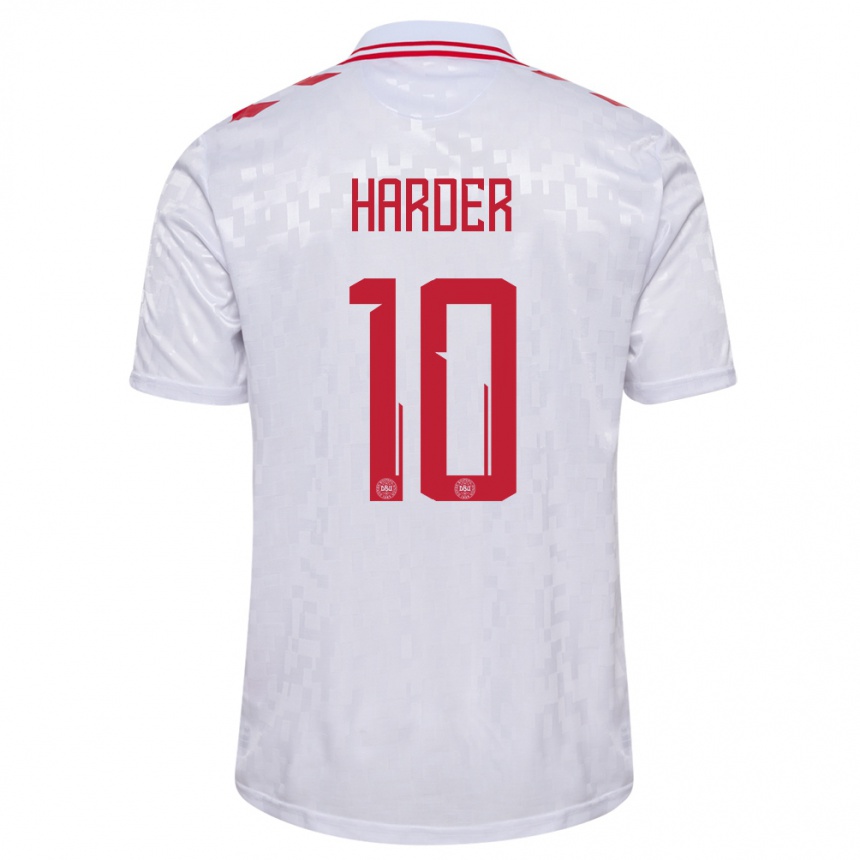 Niño Fútbol Camiseta Dinamarca Pernille Harder #10 Blanco 2ª Equipación 24-26