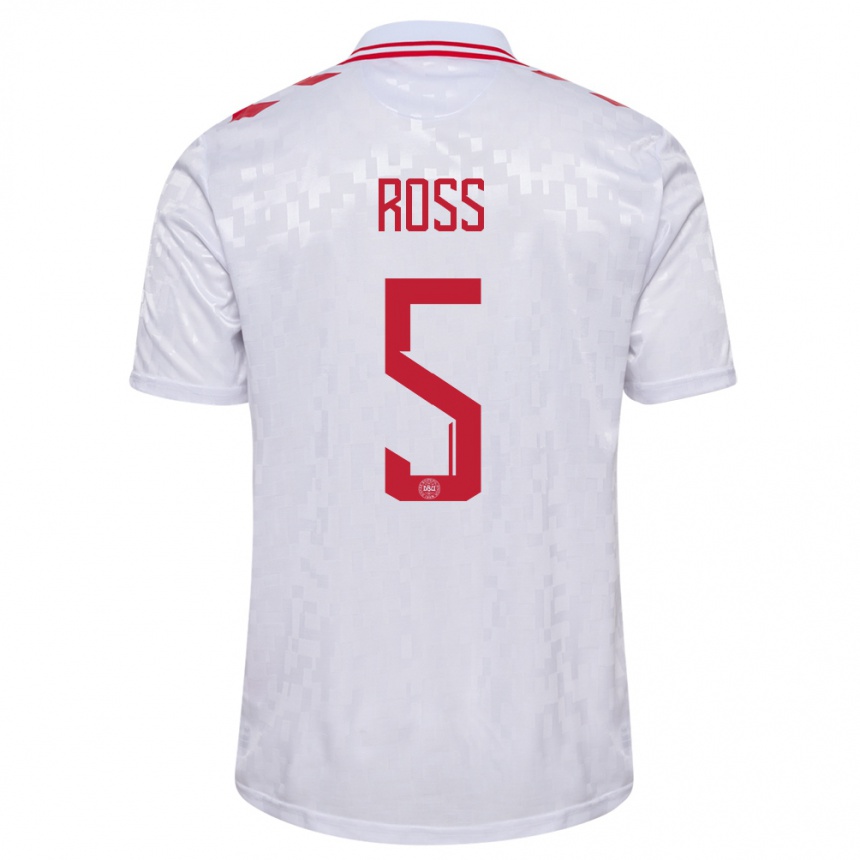 Niño Fútbol Camiseta Dinamarca Mathias Ross #5 Blanco 2ª Equipación 24-26