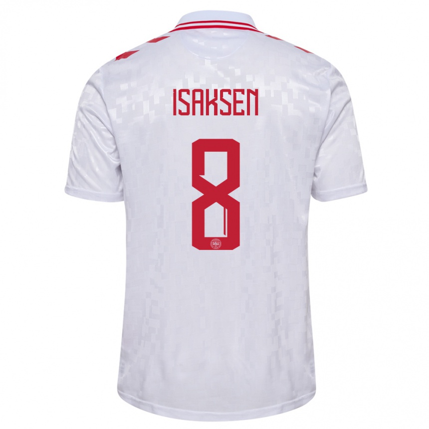 Niño Fútbol Camiseta Dinamarca Gustav Isaksen #8 Blanco 2ª Equipación 24-26