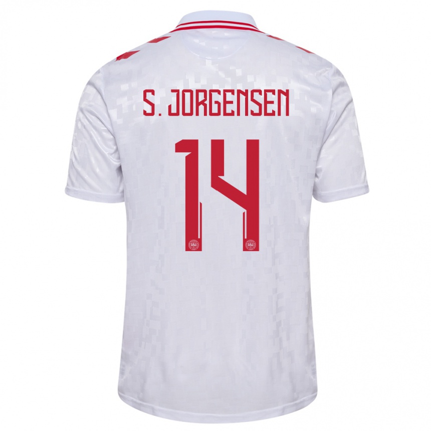 Niño Fútbol Camiseta Dinamarca Sebastian Jorgensen #14 Blanco 2ª Equipación 24-26