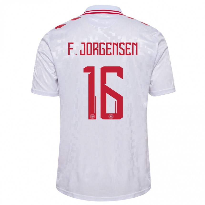 Niño Fútbol Camiseta Dinamarca Filip Jorgensen #16 Blanco 2ª Equipación 24-26