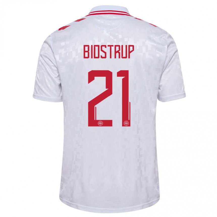 Niño Fútbol Camiseta Dinamarca Mads Bidstrup #21 Blanco 2ª Equipación 24-26