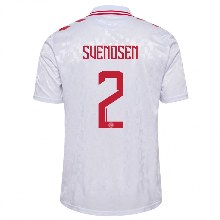 Niño Fútbol Camiseta Dinamarca Oliver Svendsen #2 Blanco 2ª Equipación 24-26