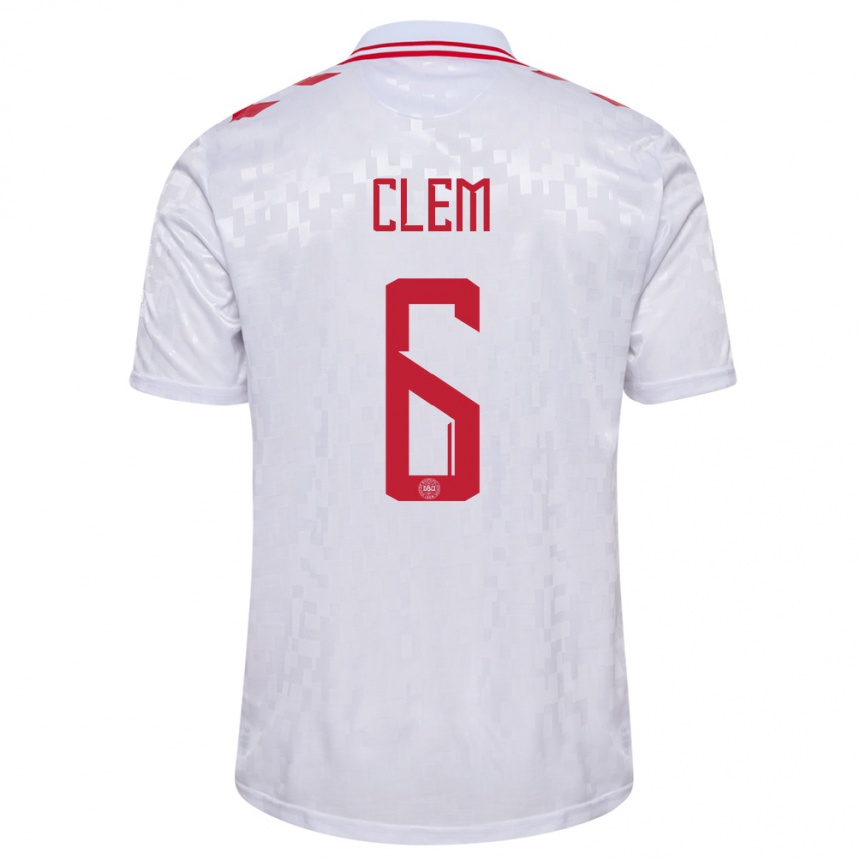 Niño Fútbol Camiseta Dinamarca William Clem #6 Blanco 2ª Equipación 24-26