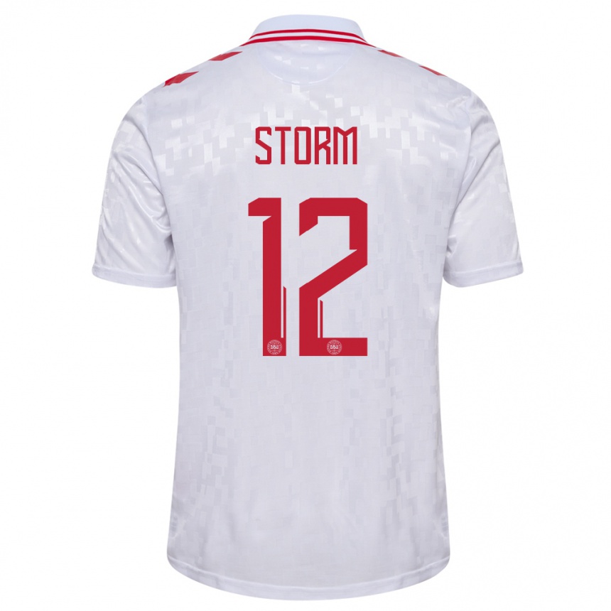 Niño Fútbol Camiseta Dinamarca Tobias Storm #12 Blanco 2ª Equipación 24-26