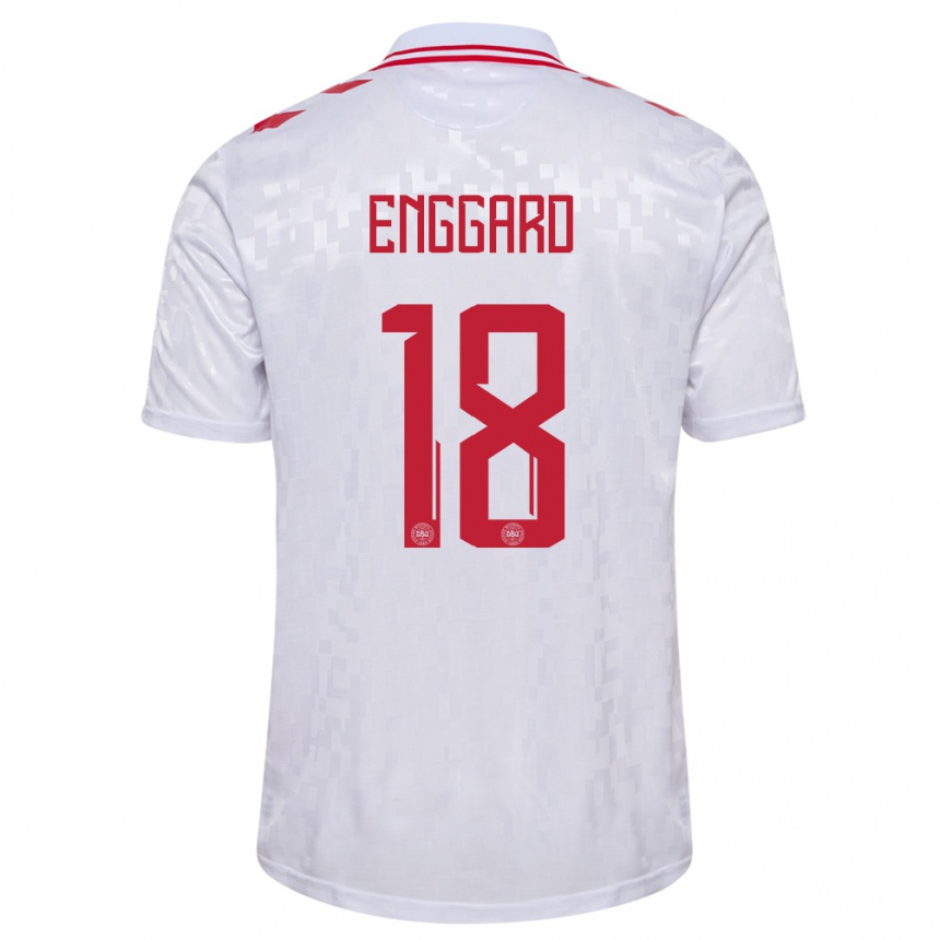 Niño Fútbol Camiseta Dinamarca Mads Enggard #18 Blanco 2ª Equipación 24-26