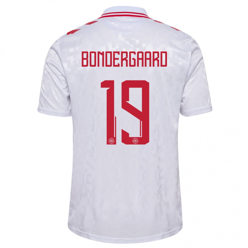 Niño Fútbol Camiseta Dinamarca Asbjorn Bondergaard #19 Blanco 2ª Equipación 24-26