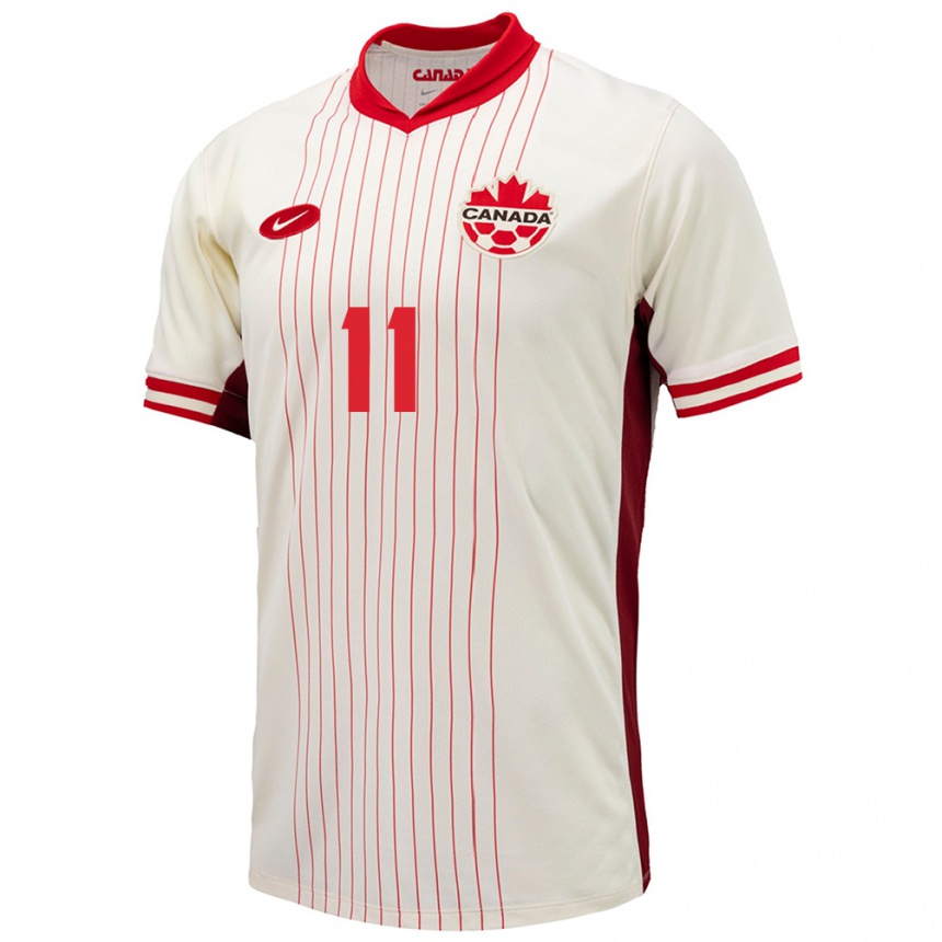 Niño Fútbol Camiseta Canadá Theo Bair #11 Blanco 2ª Equipación 24-26