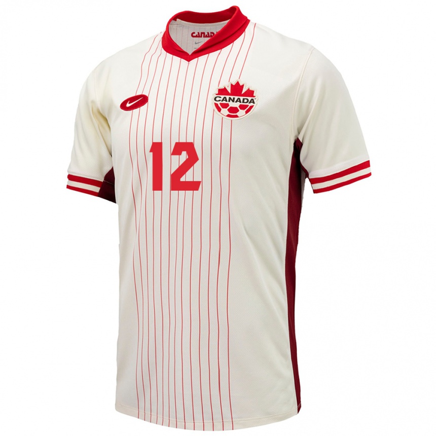 Niño Fútbol Camiseta Canadá Aidan Fong #12 Blanco 2ª Equipación 24-26