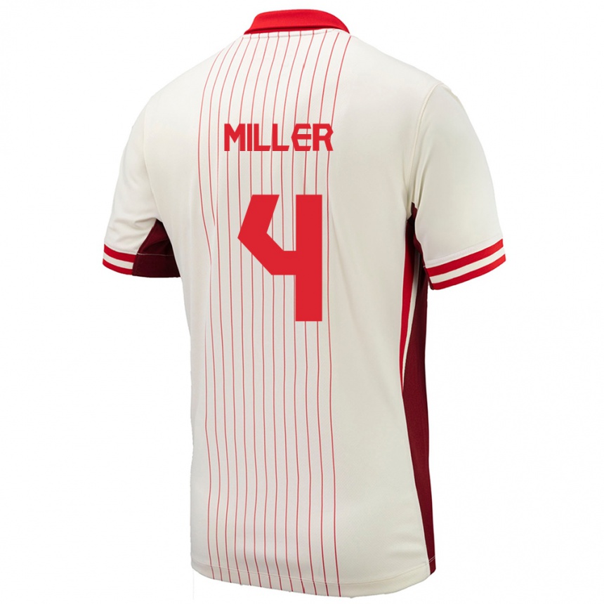 Niño Fútbol Camiseta Canadá Kamal Miller #4 Blanco 2ª Equipación 24-26