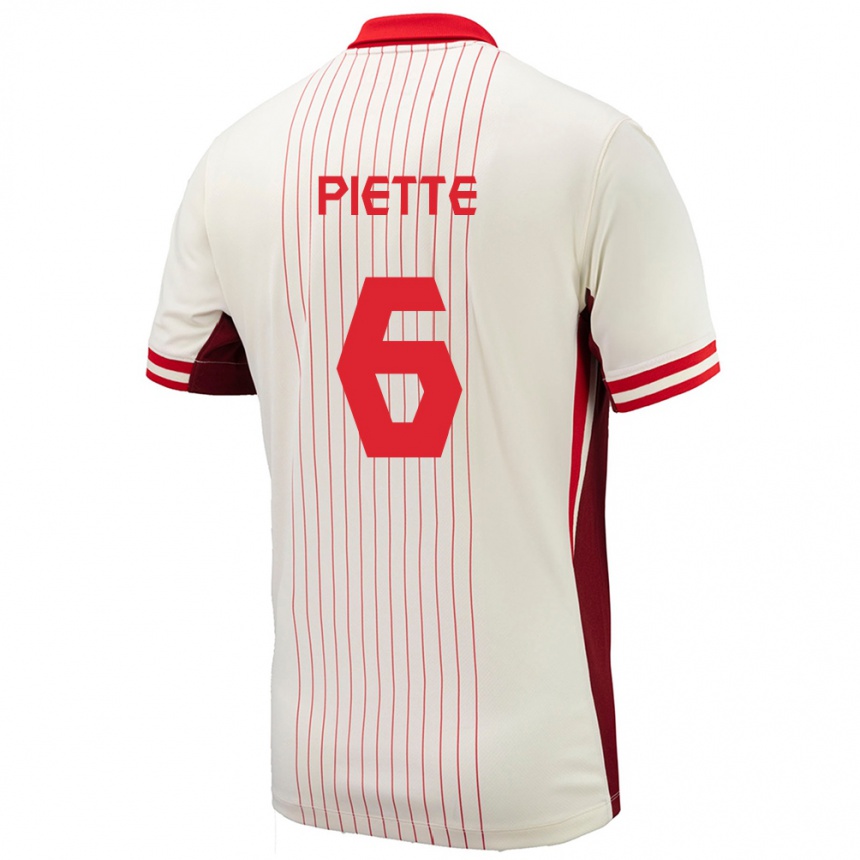 Niño Fútbol Camiseta Canadá Samuel Piette #6 Blanco 2ª Equipación 24-26