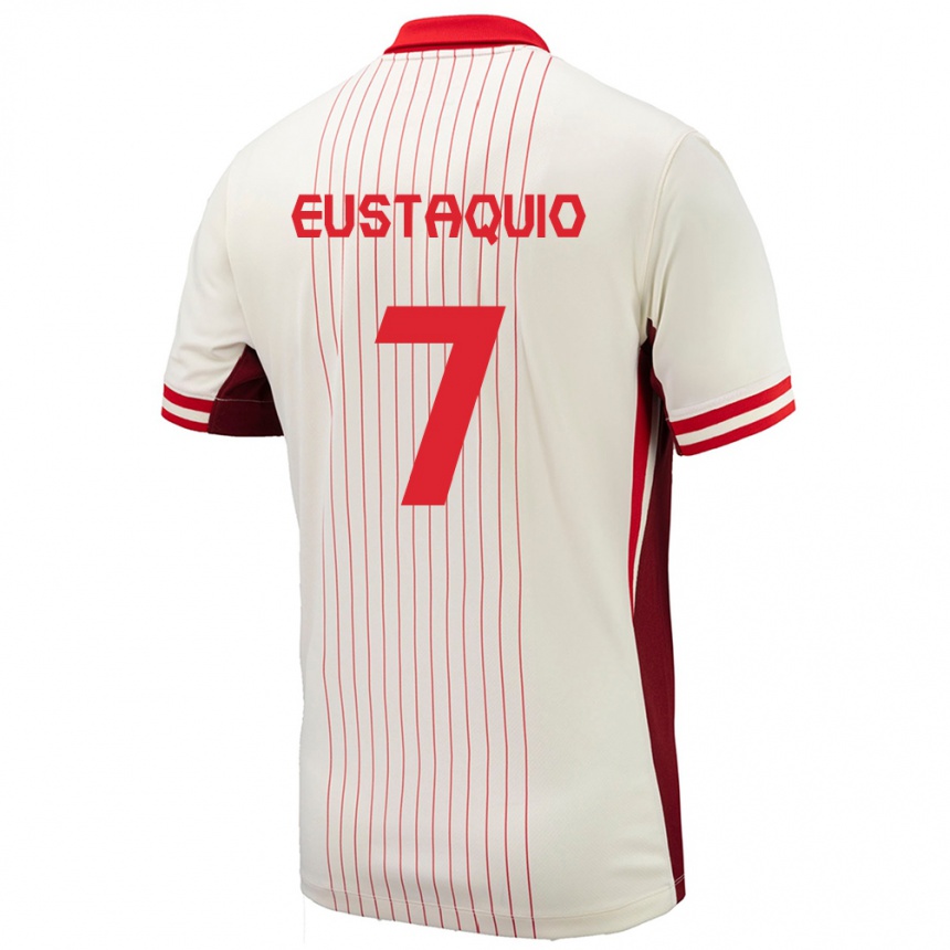 Niño Fútbol Camiseta Canadá Stephen Eustaquio #7 Blanco 2ª Equipación 24-26