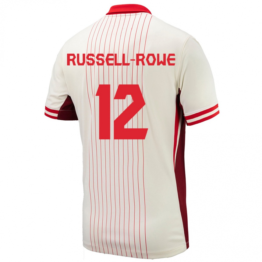 Niño Fútbol Camiseta Canadá Jacen Russell-Rowe #12 Blanco 2ª Equipación 24-26