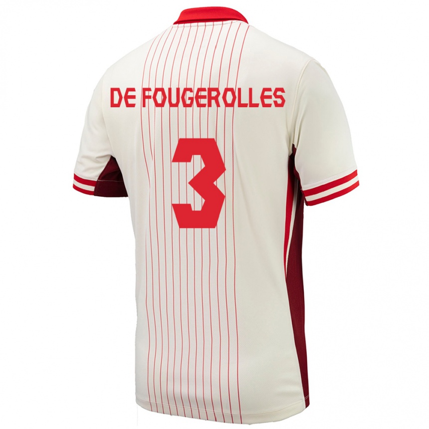 Niño Fútbol Camiseta Canadá Luc De Fougerolles #3 Blanco 2ª Equipación 24-26