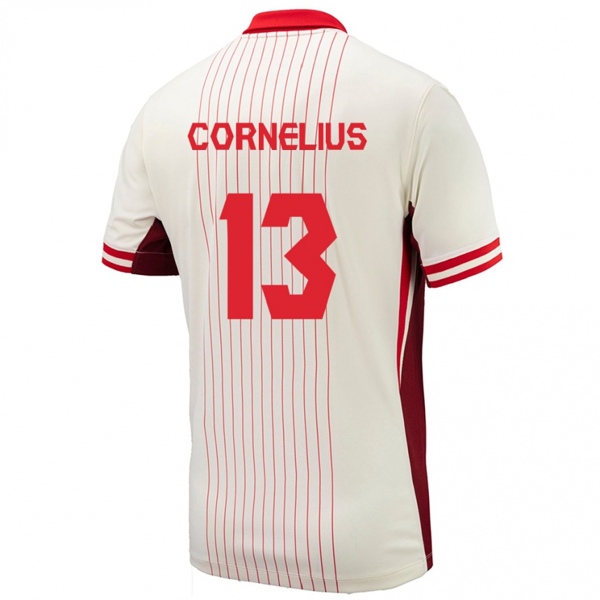 Niño Fútbol Camiseta Canadá Derek Cornelius #13 Blanco 2ª Equipación 24-26