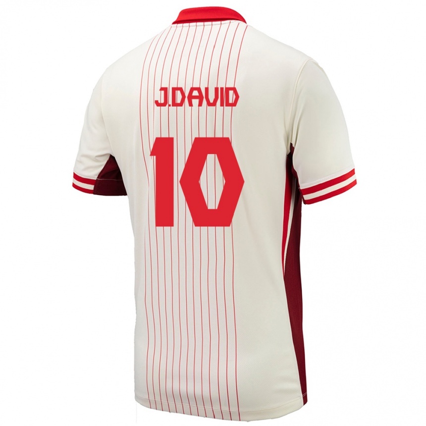 Niño Fútbol Camiseta Canadá Jonathan David #10 Blanco 2ª Equipación 24-26