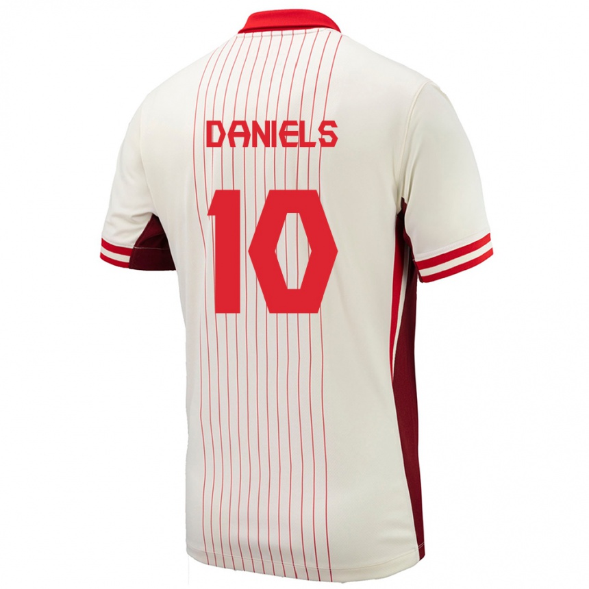 Niño Fútbol Camiseta Canadá Aidan Daniels #10 Blanco 2ª Equipación 24-26