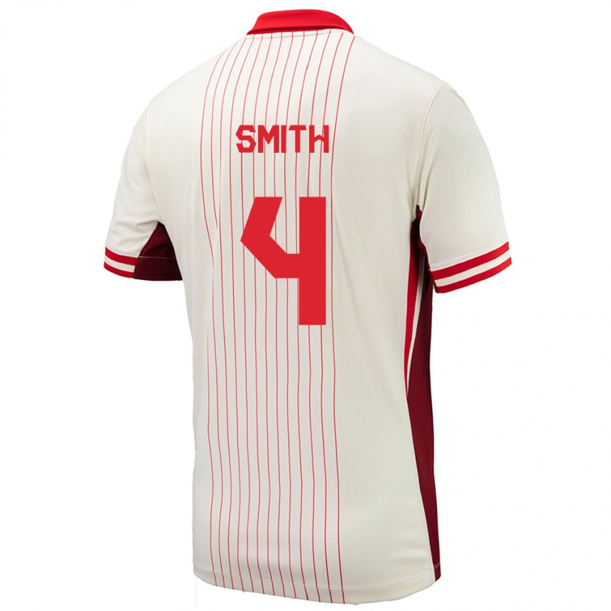 Niño Fútbol Camiseta Canadá Justin Smith #4 Blanco 2ª Equipación 24-26