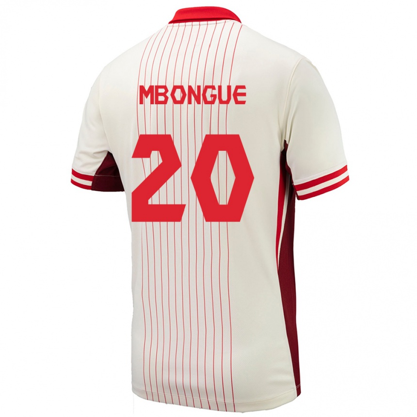 Niño Fútbol Camiseta Canadá Hugo Mbongue #20 Blanco 2ª Equipación 24-26