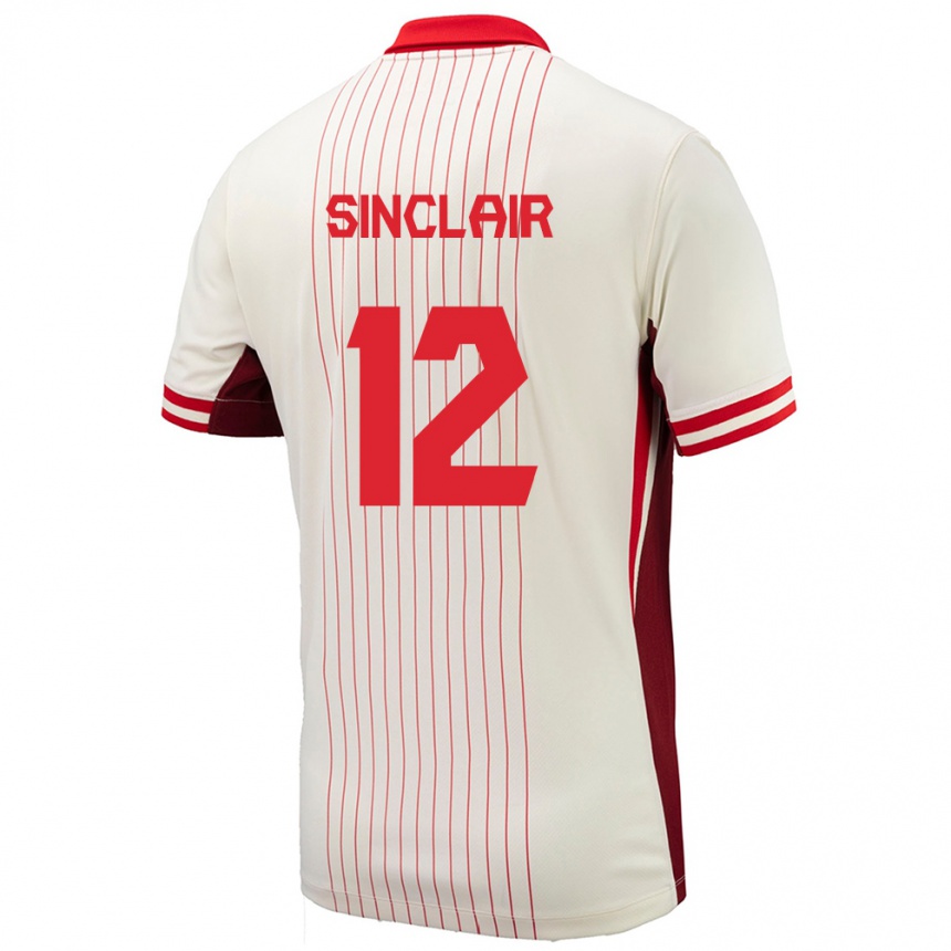 Niño Fútbol Camiseta Canadá Christine Sinclair #12 Blanco 2ª Equipación 24-26